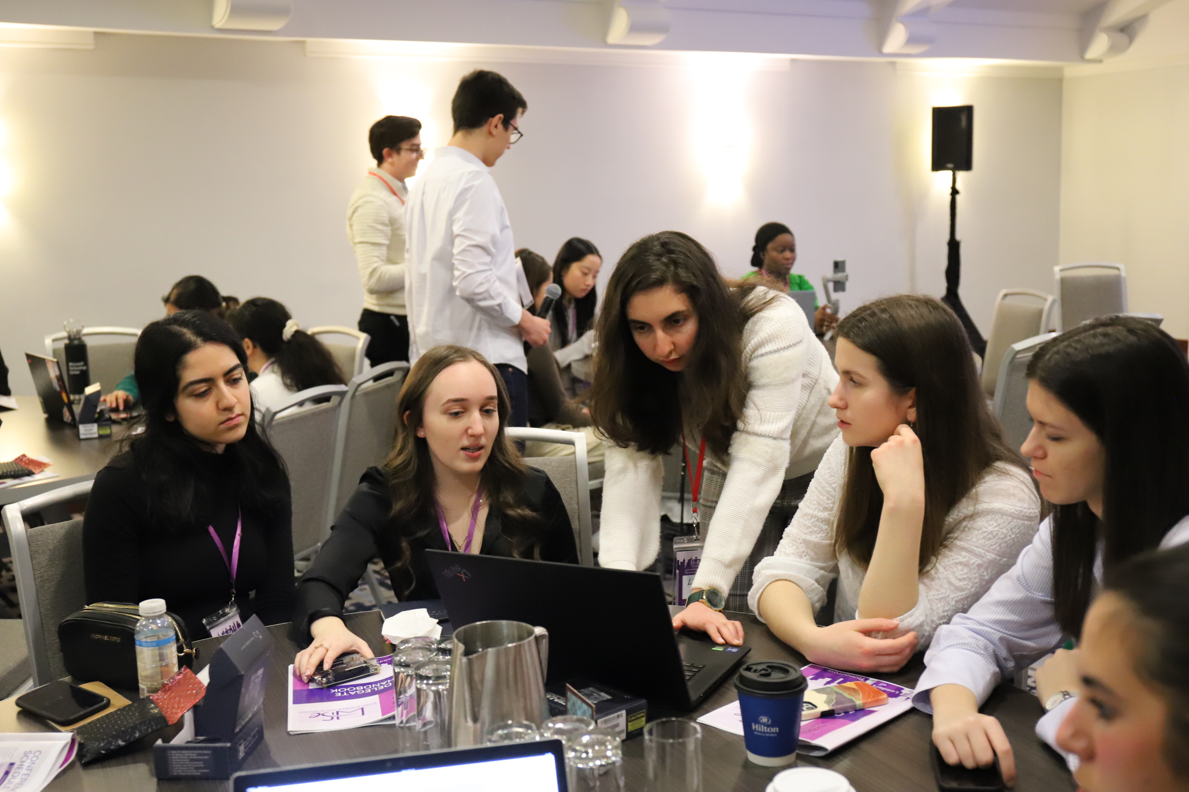 Conference attendees networking